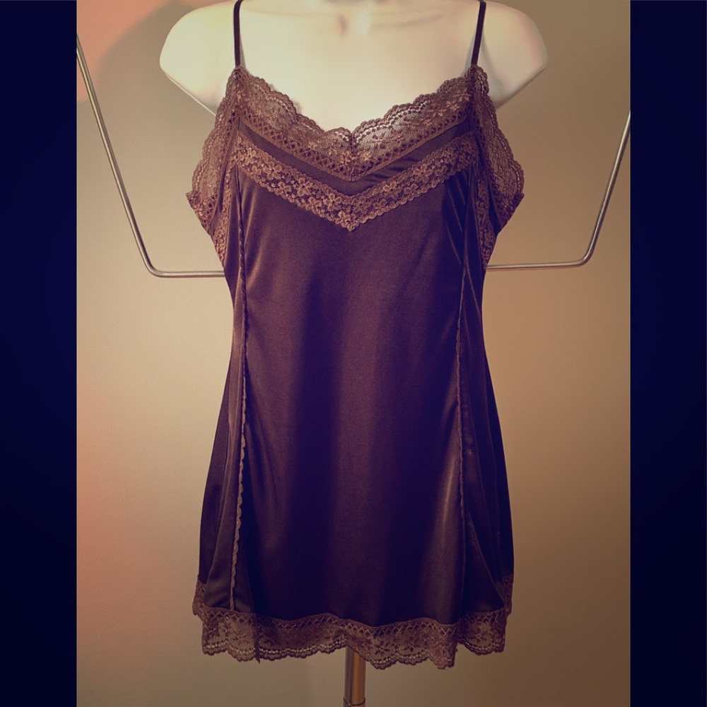 The Limited - M - brown lacy tunic camisole top